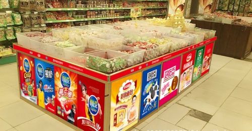 堆头柜批发工厂 饼干果冻食品超市柜台展示 塑料方盒 铝合金.
